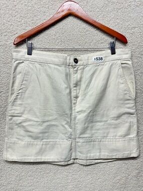 Everlane 100% Cotton Ivory Mini Skirt Size 16 Pockets Casual Capsule